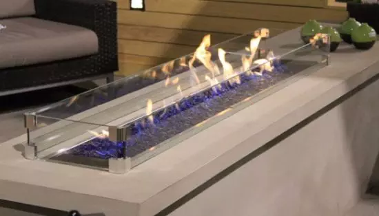 fire pit with propane flames
